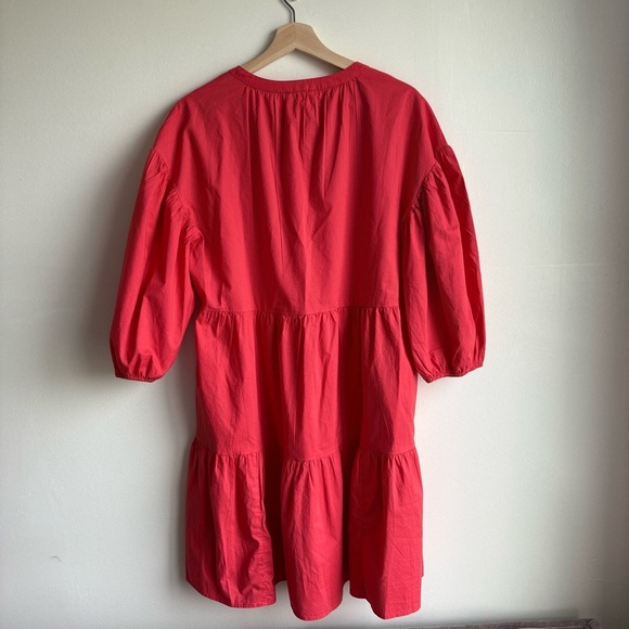 EVEREVE Sundry The Anywhere Babydoll Dress 3 Red Tiered Balloon Sleeves Cottage - Picture 9 of 11